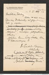 k.k. naturhistorisches Hofmuseum, Intendanzakten 1885-1896 (Hauer), Aktenzahl Z.9/1889, Seite 1